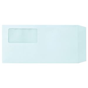 TANOSEE 窓付封筒ワンタッチテープ付 長3 80g ブルー 100枚入