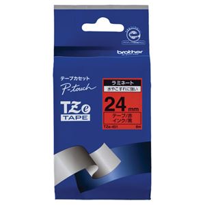 TZeテープ(ラミネートテープ) ピータッチ専用テープ 赤(黒文字) 24mm
