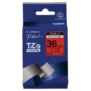 TZeテープ（ラミネートテープ） ピータッチ専用テープ 赤（黒文字） 36mm