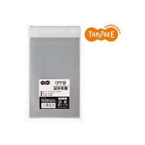 （まとめ）TANOSEE OPP袋 はがき用フタ・テープ付 110×160+40mm 100枚入×10パック