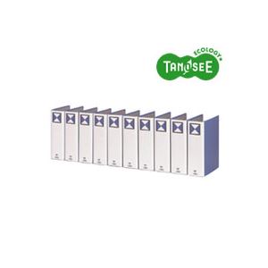 (まとめ)TANOSEE 両開きパイプ式ファイル A4タテ 80mmとじ 青 10冊