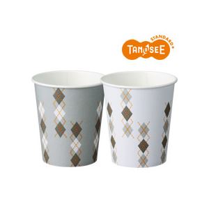 (まとめ)TANOSEE オリジナルデザイン紙コップ argyle 205ml 100個入×25パック