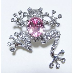 キラキラブローチビジューカエル/ピンク