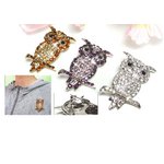 クリスタルを敷き詰めた大きめフクロウブローチ/シルバー