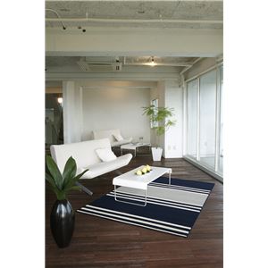 NE×THOME マイナス6℃冷たいクールエコ2ラグ フレンチボーダー 130×190cm ネイビー 日本製