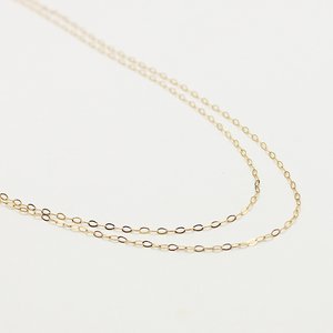 10金イエローゴールド　42cm　2連　アズキチェーン　ネックレス