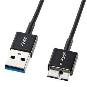 サンワサプライ USB3.0マイクロケーブル（A-MicroB）0.5m超ごく細 KU30-AMCSS05