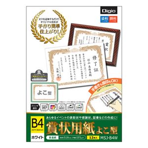 ナカバヤシ（株） シヨウジヨウヨウシB4／ヨコガタ／12マイ 【賞状用紙】