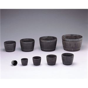 木樽風ポット ダークブラウン 7号