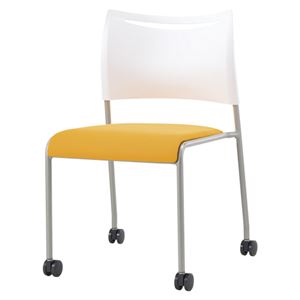 アイリスチトセ スタッキングチェア ライタスLTS-4 背樹脂／座布地 キャスター脚タイプ LTS-4C-F-OG オレンジ 1脚