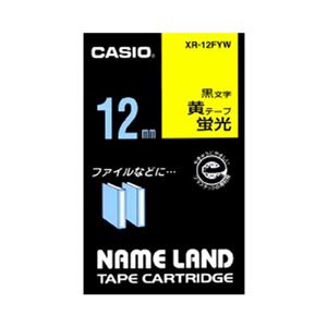 カシオ ネームランド用テープカートリッジ 蛍光テープ 5.5m XR-12FYW 蛍光黄 黒文字 1巻5.5m