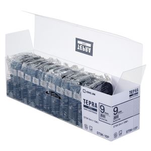 キングジム 「テプラ」PRO SRシリーズ専用テープカートリッジ 10巻パック 8m ST9K-10P 透明 黒文字 10巻（1巻8m）