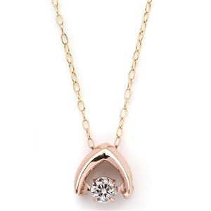 K18ピンクゴールド 天然ダイヤモンドネックレス ダンシングストーン ダイヤモンドスウィングネックレス ダイヤ0.08ct 揺れるダイヤが輝きを増す☆