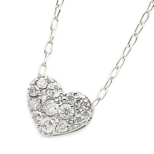 K18ホワイトゴールド ダイヤモンドネックレス 0.15CT ハートダイヤパヴェネックレス