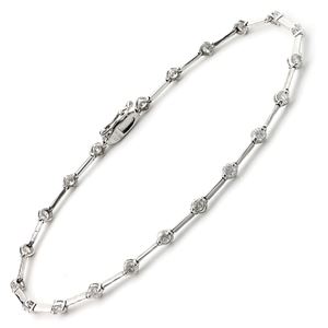 【鑑別書付】K18金ホワイトゴールド 天然ダイヤモンド テニスブレスレット 合計21石 1.0ct 2本爪