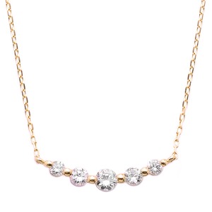K18ピンクゴールド ダイヤモンドネックレス 0.3CT 5粒ダイヤネックレス