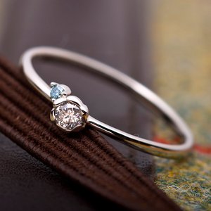 【鑑別書付】プラチナPT950　天然ダイヤリング　ダイヤ0.05ct　アイスブルーダイヤ0.01ct　ハート&キューピット（H&C） 12号　Hアップ　SIアップ　フラワーモチーフ