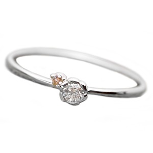 【鑑別書付】プラチナPT950 天然ダイヤリング ダイヤ0.05ct ピンクダイヤ0.01ct ハート&キューピット(H&C) 9.5号 Hアップ SIアップ フラワーモチーフ