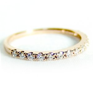 K18ピンクゴールド 天然ダイヤモンドリング ダイヤ0.20ct 9号 Good H SI ハーフエタニティリング