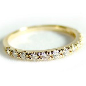 K18イエローゴールド 天然ダイヤモンドリング ダイヤ0.30ct 9.5号 Good H SI ハーフエタニティリング