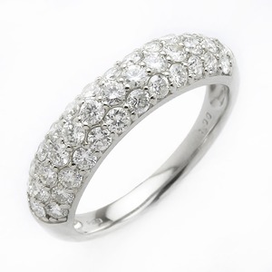 ダイヤモンド リング ハーフエタニティパヴェ 1ct プラチナ Pt950 ダイヤ合計37石 1カラット ハニカムセッティング構造で強度アップ ハーフエタニティリング DGL鑑別カード付き サイズ#11 11号