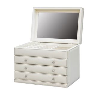 レザー調ジュエリーボックス Bijou〔ビジュー〕 小 ジュエリーボックス アクセサリーケース ジュエリーケース アイボリー