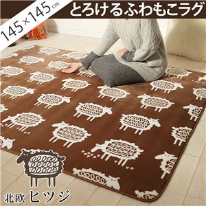 選べる!とろけるふわもこラグ モリス 145x145cm ラグ 正方形 ヒツジ