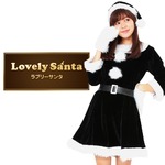 サンタ コスプレ 黒 ブラック レディース ＜帽子＆ベルト＆手袋セット＞ 【Peach×Peach  ラブリーサンタクロース ブラック（黒） ワンピース 】 クリスマスコスプレ サンタクロース衣装 