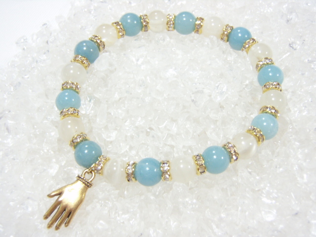 天然石・パワーストーンブルークォーツァイト&ムーンストーンハムサブレスレット