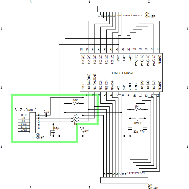 8Mhz3.3V版のArduinoUNOの製作-回路図
