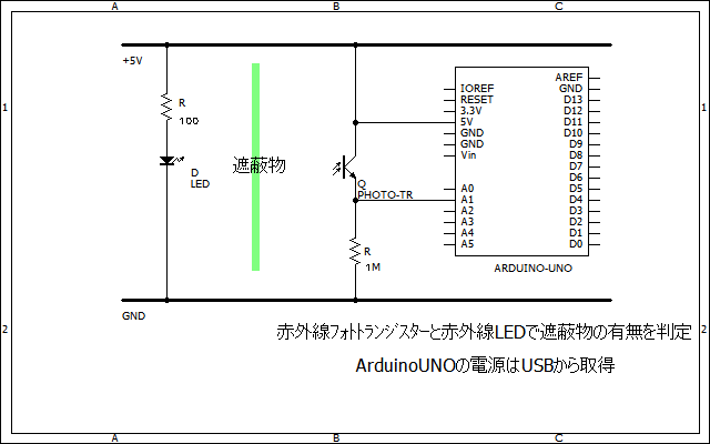 赤外線ﾌｫﾄﾄﾗﾝｼﾞｽﾀｰと赤外線LEDとarduino