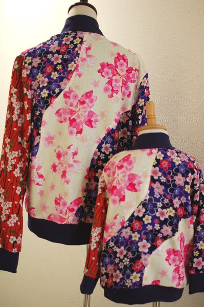 親子でおそろい和柄服☆桜柄カーディガン | 手作り和柄服 神の手のブログ