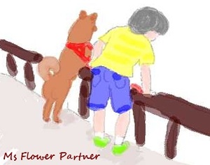 犬と子供のイラスト