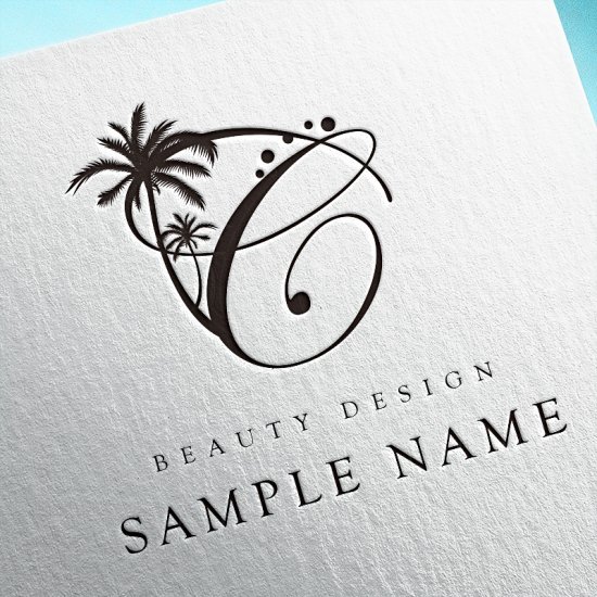 ハワイ風ロゴ エンブレムロゴ 海デザインロゴ 可愛いデザイン印刷 サロン起業 開業 ロゴ マーク チラシ ホームページ制作のbeauty Spot ビューティースポット