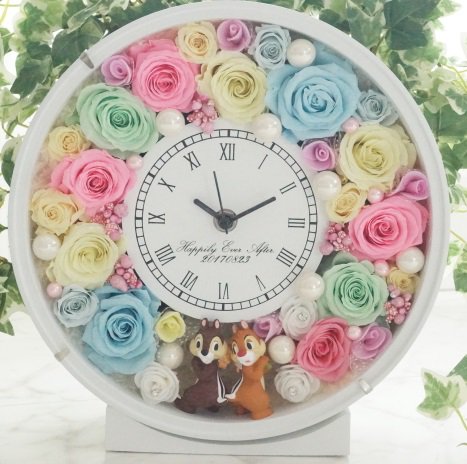 ディズニー チップとデール 結婚式 両親 贈答品 記念品 時計 フラワーギフト 花束