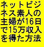 ネットビジネス素人の主婦でも、１６日で１５万円の収入を得た方法全部公開します。