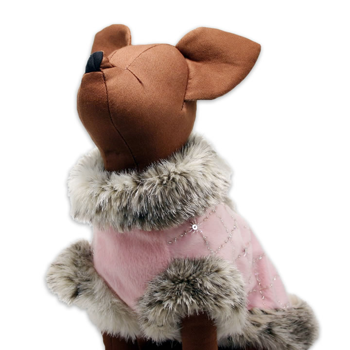 犬服のレオパードフェイクファー コート