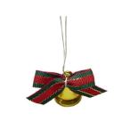 ベル・手芸材料◆クリスマスツリーやクリスマスギフト・クリスマスオーナメントにつけるクリスマスベル　金　11mm　ストライプリボンつき　