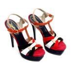 【2012年春夏新作】 イブ・サンローラン（YVES SAINT LAURENT）オープントゥ　ヒールサンダル　パシフィックブルーマルチ　287176-C2000-4254