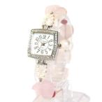 “女性の上品な愛らしさ”真珠 パール/時計 ジュエリーウォッチ/ローズクォーツ×淡水パール×ロードナイト WB0003/Hermosa/アクセサリーのギフト・プレゼントに