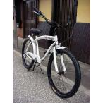 ビーチクルーザー　ホワイト　シマノ6段変速　極太フレーム