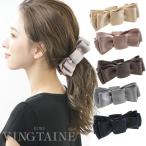 バナナクリップ/ヘアアクセサリー/ヘアクリップ/ビッグリボンバナナクリップ/サテン/Lサイズ【メール便不可】Ｈ-40