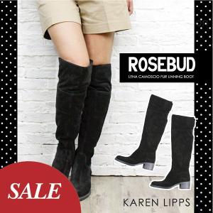ROSE BUD ローズバッド　BY KAREN LIPPS 新作/ブーツ/ニーハイ ブーツ/ファー/ブラック/レディース