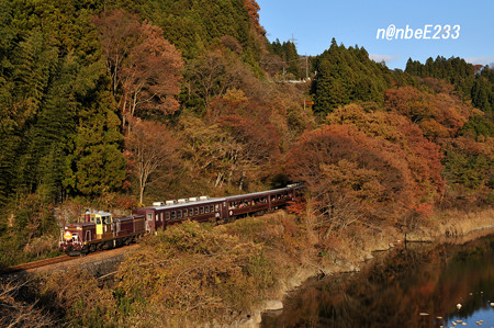 8722ﾚ　「トロッコわたらせ渓谷4号」　DE101537+わ99x4B