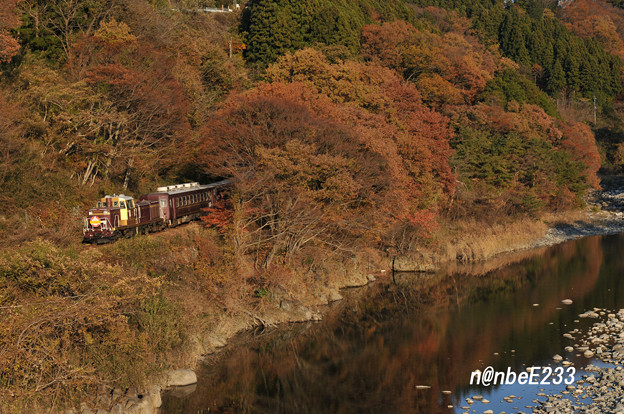 8722ﾚ　「トロッコわたらせ渓谷4号」　DE101537+わ99x4B