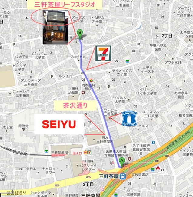 三軒茶屋レンタルスタジオ地図