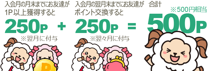ãåéãæ¡ä»¶éæããã¨ããªãã«åè¨500Pãã¬ã¼ã³ã