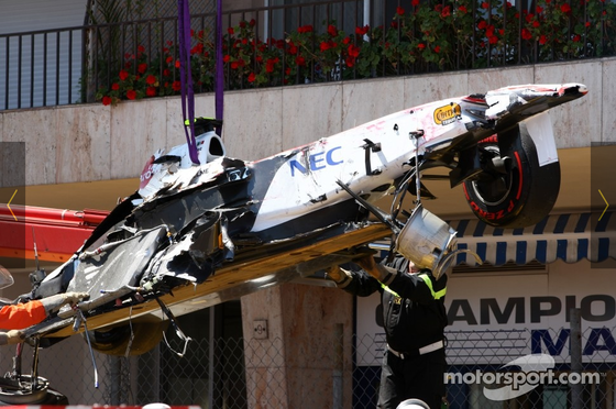 セルジオ・ペレス、クラッシュ、F1モナコGP予選