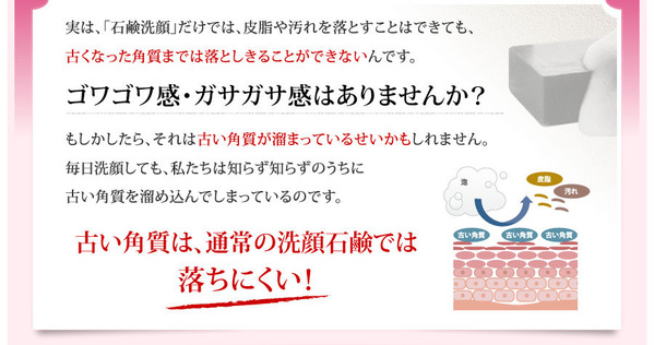 石鹸洗顔では落ちにくい角質も酵素洗顔料でスッキリ