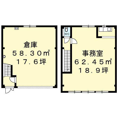 御立中倉庫付事務所-間取り